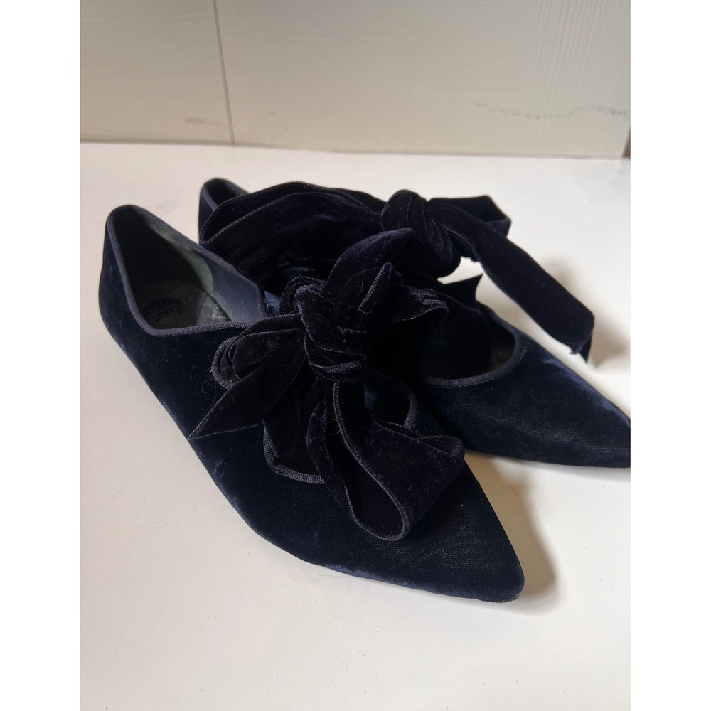 Whimsigoth Tory Burch Ballerina Flat Loafer Women Shoes Velvet Clara Preppy - Picture 3 of 5